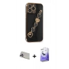 MARSİLYAN™- iPhone 13 Pro Max Kılıf Nova Işık Prime - Siyah Bilvis 5in1 5D Magic Hayalet Cam Ekran Koruyucu + Rainbow Kamera Lens Koruma Cam - MR
