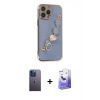 MARSİLYAN™- iPhone 13 Pro Max Kılıf Nova Işık Prime - Siyah Bilvis 5in1 5D Magic Hayalet Cam Ekran Koruyucu + Neon Fosforlu Kamera Lens - MI