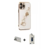MARSİLYAN™- iPhone 13 Pro Max Kılıf Nova Işık Prime - Siyah Bilvis Hayalet Cam Ekran Koruyucu + Beyaz Rainbow Kamera Lens Koruma Cam