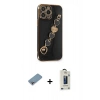 MARSİLYAN™- iPhone 13 Pro Max Kılıf Nova Işık Prime - Siyah Bilvis Hayalet Cam Ekran Koruyucu + Shine Kamera Lens Koruma Cam - GI