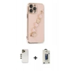 MARSİLYAN™- iPhone 13 Pro Max Kılıf Nova Işık Prime - Siyah Bilvis Hayalet Cam Ekran Koruyucu + Gold Shine Kamera Lens
