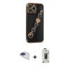 MARSİLYAN™- iPhone 13 Pro Max Kılıf Nova Işık Prime - Siyah Bilvis Hayalet Cam Ekran Koruyucu + Pers Alüminyum Kamera Lens - LT