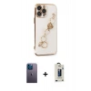 MARSİLYAN™- iPhone 13 Pro Max Kılıf Nova Işık Prime - Siyah Bilvis Hayalet Cam Ekran Koruyucu + Neon Fosforlu Kamera Lens - MI