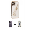 MARSİLYAN™- iPhone 13 Pro Max Kılıf Nova Işık Prime - Siyah Bilvis Hayalet Cam Ekran Koruyucu + Neon Fosforlu Kamera Lens - BZ