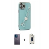 MARSİLYAN™- iPhone 13 Pro Max Kılıf Nova Işık Prime - Siyah Bilvis Hayalet Cam Ekran Koruyucu + Neon Fosforlu Kamera Lens - MI