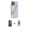 MARSİLYAN™- iPhone 13 Pro Max Kılıf Nova Işık Prime - Siyah Bilvis Hayalet Cam Ekran Koruyucu + Neon Fosforlu Kamera Lens - BZ