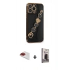 MARSİLYAN™- iPhone 13 Pro Max Kılıf Nova Işık Prime - Siyah Bilvis Hayalet Cam Ekran Koruyucu + Pers Alüminyum Kamera Lens - KI