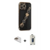 MARSİLYAN™- iPhone 13 Pro Max Kılıf Nova Işık Prime - Siyah Bilvis Hayalet Cam Ekran Koruyucu + Pers Alüminyum Kamera Lens - GD