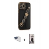 MARSİLYAN™- iPhone 13 Pro Max Kılıf Nova Işık Prime - Siyah Bilvis Hayalet Cam Ekran Koruyucu + Pers Alüminyum Kamera Lens - LT
