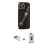 MARSİLYAN™- iPhone 13 Pro Max Kılıf Nova Işık Prime - Siyah Bilvis Hayalet Cam Ekran Koruyucu + Pers Alüminyum Kamera Lens - SABE