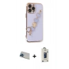 MARSİLYAN™- iPhone 13 Pro Max Kılıf Nova Işık Prime - Siyah Bilvis Hayalet Cam Ekran Koruyucu + Rainbow Kamera Lens Koruma Cam - MI
