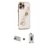 MARSİLYAN™- iPhone 13 Pro Max Kılıf Nova Işık Prime - Siyah Bilvis Hayalet Cam Ekran Koruyucu + Rainbow Kamera Lens Koruma Cam - REGD