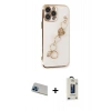 MARSİLYAN™- iPhone 13 Pro Max Kılıf Nova Işık Prime - Siyah Bilvis Hayalet Cam Ekran Koruyucu + Rainbow Kamera Lens Koruma Cam - MI