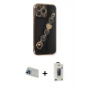 MARSİLYAN™- iPhone 13 Pro Max Kılıf Nova Işık Prime - Siyah Bilvis Hayalet Cam Ekran Koruyucu + Rainbow Kamera Lens Koruma Cam - MI