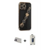 MARSİLYAN™- iPhone 13 Pro Max Kılıf Nova Işık Prime - Siyah Bilvis Hayalet Cam Ekran Koruyucu + Rainbow Kamera Lens Koruma Cam - MR