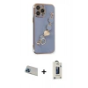 MARSİLYAN™- iPhone 13 Pro Max Kılıf Nova Işık Prime - Siyah Bilvis Hayalet Cam Ekran Koruyucu + Rainbow Kamera Lens Koruma Cam - MI