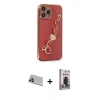 MARSİLYAN™- iPhone 13 Pro Max Kılıf Nova Işık Prime - Siyah Bilvis Hayalet Cam Ekran Koruyucu + Rainbow Kamera Lens Koruma Cam - MR