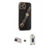 MARSİLYAN™- iPhone 13 Pro Max Kılıf Nova Işık Prime - Siyah Bilvis Hayalet Cam Ekran Koruyucu + Rainbow Kamera Lens Koruma Cam - KI