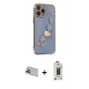 MARSİLYAN™- iPhone 13 Pro Max Kılıf Nova Işık Prime - Siyah Bilvis Hayalet Cam Ekran Koruyucu + Rainbow Kamera Lens Koruma Cam - MR