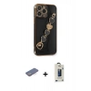 MARSİLYAN™- iPhone 13 Pro Max Kılıf Nova Işık Prime - Siyah Bilvis Hayalet Cam Ekran Koruyucu + Renkli Kamera Lens Koruma Cam - MI