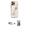 MARSİLYAN™- iPhone 13 Pro Max Kılıf Nova Işık Prime - Siyah Bilvis Hayalet Cam Ekran Koruyucu + Rose Gold Rainbow Kamera Lens Koruma Cam