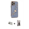 MARSİLYAN™- iPhone 13 Pro Max Kılıf Nova Işık Prime - Siyah Bilvis Hayalet Cam Ekran Koruyucu + Rose Gold Rainbow Kamera Lens Koruma Cam