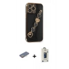 MARSİLYAN™- iPhone 13 Pro Max Kılıf Nova Işık Prime - Siyah Bilvis Hayalet Cam Ekran Koruyucu + Renkli Kamera Lens Koruma Cam - SI