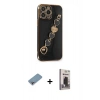 MARSİLYAN™- iPhone 13 Pro Max Kılıf Nova Işık Prime - Siyah Bilvis Hayalet Cam Ekran Koruyucu + Shine Kamera Lens Koruma Cam - GI