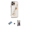 MARSİLYAN™- iPhone 13 Pro Max Kılıf Nova Işık Prime - Siyah Bilvis Hayalet Cam Ekran Koruyucu + Shine Kamera Lens Koruma Cam - PE