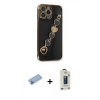 MARSİLYAN™- iPhone 13 Pro Max Kılıf Nova Işık Prime - Siyah Bilvis Hayalet Cam Ekran Koruyucu + Shine Kamera Lens Koruma Cam - MI