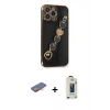 MARSİLYAN™- iPhone 13 Pro Max Kılıf Nova Işık Prime - Siyah Bilvis Hayalet Cam Ekran Koruyucu + Renkli Kamera Lens Koruma Cam - TU