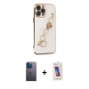MARSİLYAN™- iPhone 13 Pro Max Kılıf Nova Işık Prime - Siyah Joko 5D Cam + Mavi Neon Fosforlu Kamera Lens