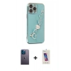 MARSİLYAN™- iPhone 13 Pro Max Kılıf Nova Işık Prime - Siyah Joko 5D Cam + Mavi Neon Fosforlu Kamera Lens