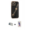 MARSİLYAN™- iPhone 13 Pro Max Kılıf Nova Işık Prime - Siyah Joko 5D Cam + Rainbow Kamera Lens Koruma Cam - MI