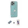 MARSİLYAN™- iPhone 13 Pro Max Kılıf Nova Işık Prime - Siyah Joko 5D Cam + Mor Metal Kamera Lens Koruma Cam