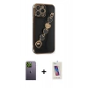 MARSİLYAN™- iPhone 13 Pro Max Kılıf Nova Işık Prime - Siyah Joko 5D Cam + Neon Fosforlu Kamera Lens - YL