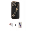 MARSİLYAN™- iPhone 13 Pro Max Kılıf Nova Işık Prime - Siyah Joko 5D Cam + Pers Alüminyum Kamera Lens - KI