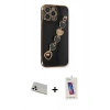 MARSİLYAN™- iPhone 13 Pro Max Kılıf Nova Işık Prime - Siyah Joko 5D Cam + Rainbow Kamera Lens Koruma Cam - BZ
