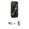 MARSİLYAN™- iPhone 13 Pro Max Kılıf Nova Işık Prime - Siyah Joko 5D Cam + Rainbow Kamera Lens Koruma Cam - KI
