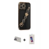 MARSİLYAN™- iPhone 13 Pro Max Kılıf Nova Işık Prime - Siyah Joko 5D Cam + Rainbow Kamera Lens Koruma Cam - MR