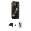 MARSİLYAN™- iPhone 13 Pro Max Kılıf Nova Işık Prime - Siyah Joko 5D Cam + Raze Metal Kamera Lens - GD