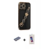 MARSİLYAN™- iPhone 13 Pro Max Kılıf Nova Işık Prime - Siyah Joko 5D Cam + Renkli Kamera Lens Koruma Cam - MI