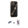 MARSİLYAN™- iPhone 13 Pro Max Kılıf Nova Işık Prime - Siyah Joko 5D Cam + Renkli Kamera Lens Koruma Cam - YL