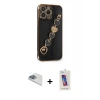 MARSİLYAN™- iPhone 13 Pro Max Kılıf Nova Işık Prime - Siyah Joko 5D Cam + Sierra Blue Pers Alüminyum Kamera Lens