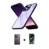 MARSİLYAN™- iPhone 13 Pro Max Kılıf Nova Işık Serisi - Şeffaf 360 Full Body Arka Koruyucu + Neon Fosforlu Kamera Lens - BZ