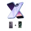 MARSİLYAN™- iPhone 13 Pro Max Kılıf Nova Işık Serisi - Şeffaf 360 Full Body Arka Koruyucu + Neon Fosforlu Kamera Lens - BZ