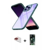 MARSİLYAN™- iPhone 13 Pro Max Kılıf Nova Işık Serisi - Şeffaf 360 Full Body Arka Koruyucu + Kırmızı Pers Alüminyum Kamera Lens
