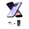 MARSİLYAN™- iPhone 13 Pro Max Kılıf Nova Işık Serisi - Şeffaf 360 Full Body Arka Koruyucu + Kırmızı Pers Alüminyum Kamera Lens