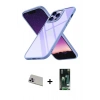 MARSİLYAN™- iPhone 13 Pro Max Kılıf Nova Işık Serisi - Şeffaf 360 Full Body Arka Koruyucu + Rainbow Kamera Lens Koruma Cam - MR