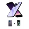 MARSİLYAN™- iPhone 13 Pro Max Kılıf Nova Işık Serisi - Şeffaf 360 Full Body Arka Koruyucu + Neon Fosforlu Kamera Lens - MI